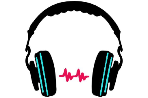Stylized Headphones with Pink Audio Wave