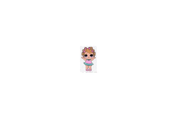 Adorable Doll with Pink and Green Outfit, Pink Hair Clips