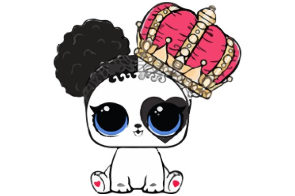 A Playful Pixel Art of a Stuffed Toy with a Pink Crown and a Black Hat