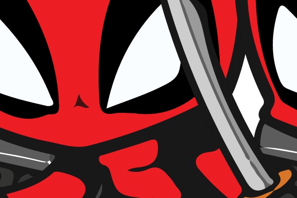 Chibi Deadpool with Sword and Gun