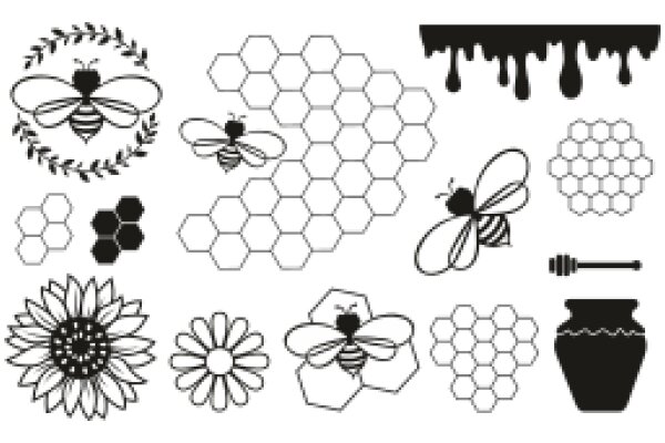 A Collection of Symbols: Bees, Flowers, and Honey Drops