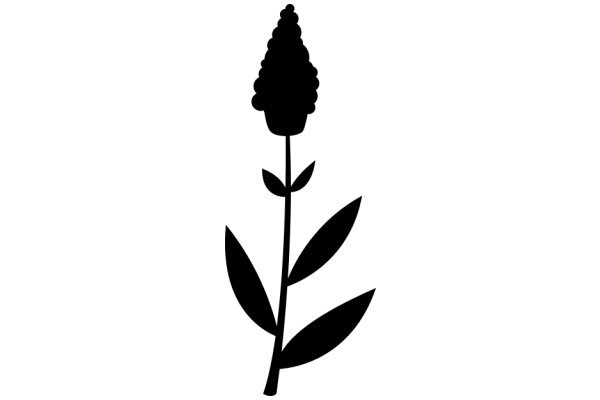 A Simple Silhouette of a Flower and Its Leaves