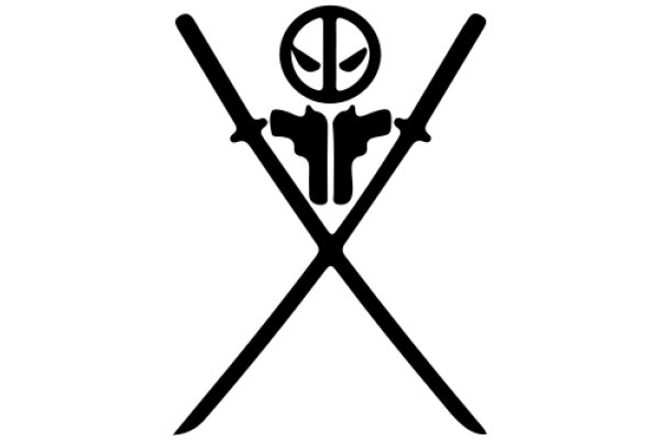 Stylized Icon of a Character with a Gun and Sword