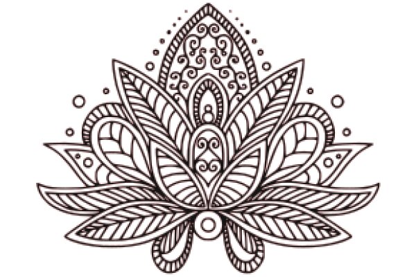 Intricate Floral Design: A Line Art