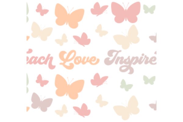 Inspirational Butterfly Pattern with the Words 'Each Love Inspire' Embroidered on a Soft Pink Background