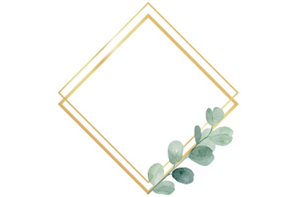Aesthetic Illustration of a Gold Frame with Green Leaves