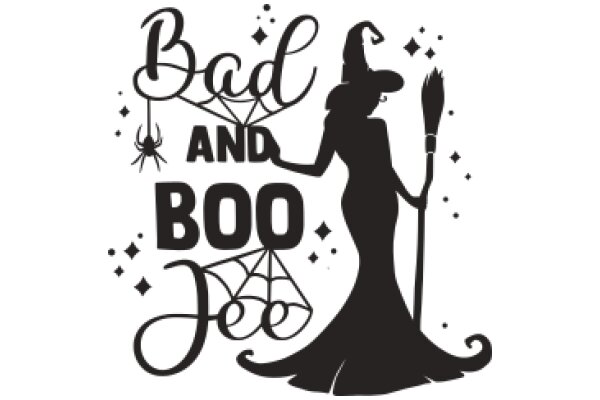 Bad and Boo: A Halloween-themed poster featuring a witch and a spider, with the phrase 'Bad and Boo' written in a playful font.