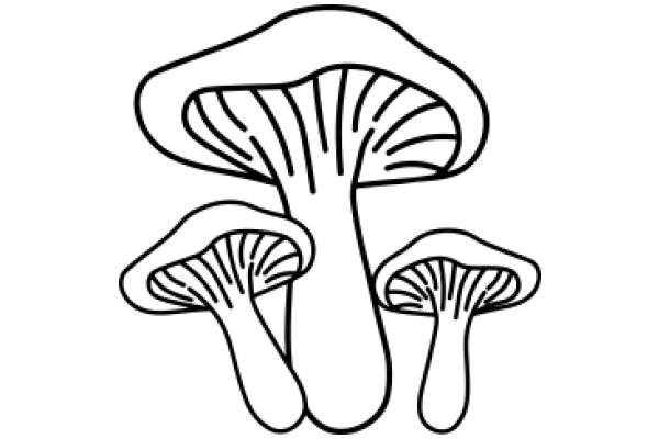 Simplistic Line Drawing of a Mushroom