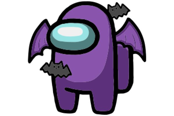 A Purple Creature with Bat Wings and a Blue Eye, Holding Two Bats in Its Hands