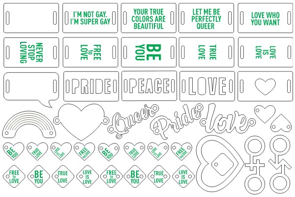 A Collection of Love-Themed Stickers and Stencils