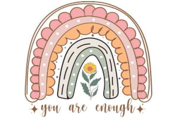 A Colorful Rainbow with a Flower and the Message 'You Are Enough'