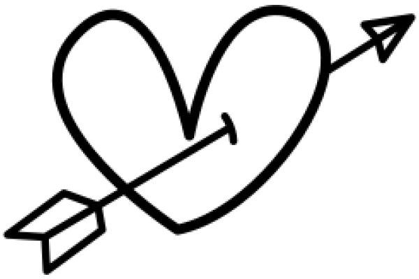 A Simple Line Drawing of a Heart with an Arrow