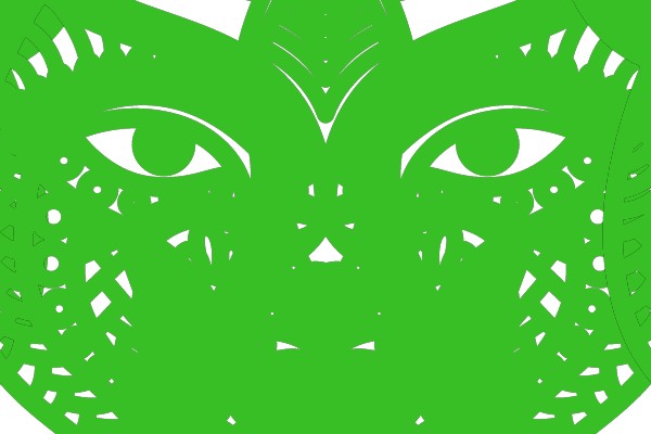 Vivid Green Cutout of a Lion's Face