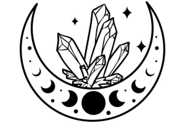 Crescent Moon with Crystals and Stars: A Symbol of Mystical Power and Serenity