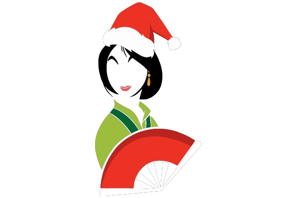 Holiday Cheer: A Festive Illustration of a Woman in a Santa Hat and a Red Bow