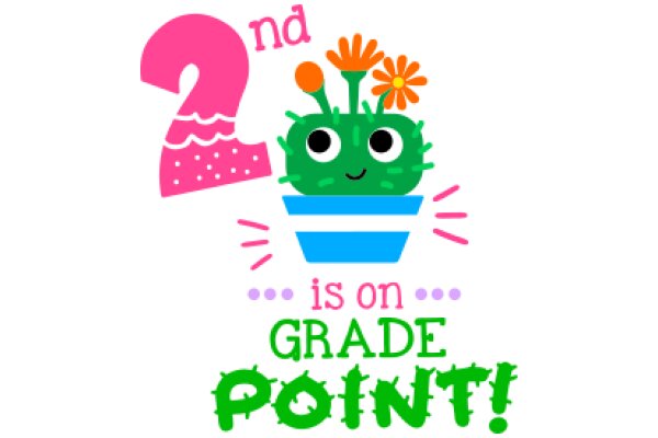 Cute Cartoon Character Celebrates 2nd Grade Point!