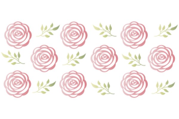 Elegant Rose Pattern with Green Leaves