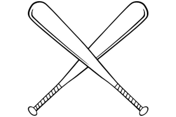 A Simple Line Drawing of a Baseball Bat and Ball