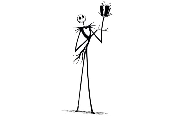 A Whimsical Scene: A Jack-o'-Lantern Character with a Gift, Set Against a Plain Background
