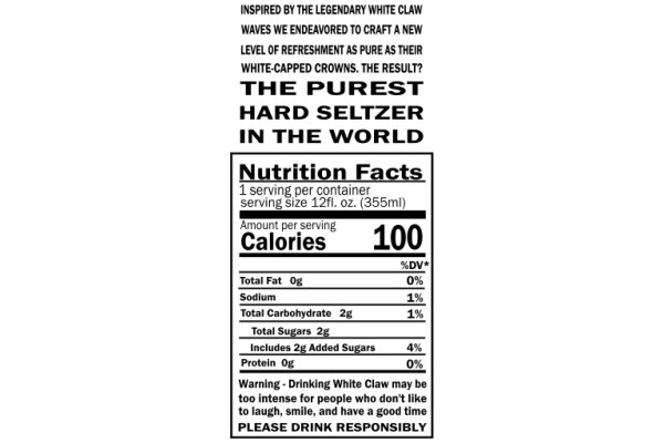 The Purest Hard Seltzer in the World: Nutrition Facts and Warning Label