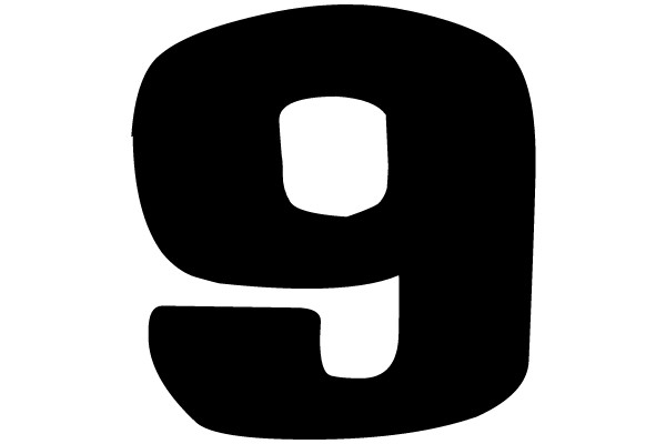 Black Number Nine on a White Background