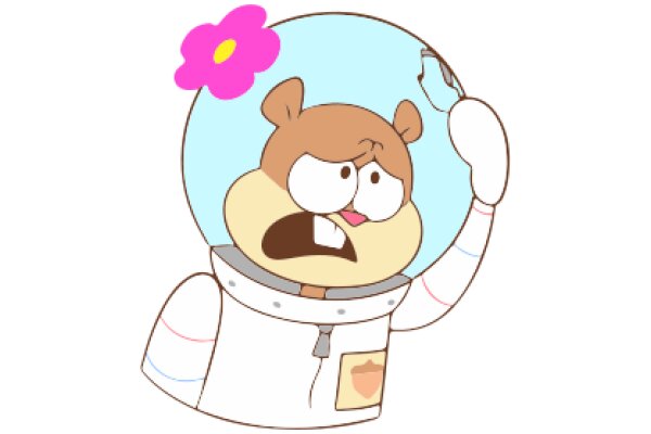 An Adorable Illustration of an Astronaut with a Pink Flower on its Helmet