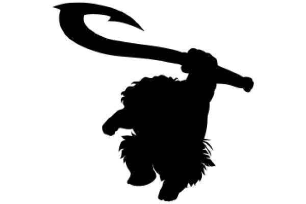Silhouette of a Fierce Feline with a Hooked Stick