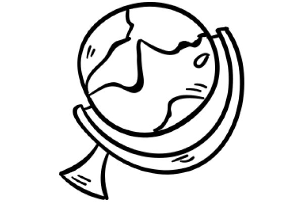 A Simple Line Drawing of a Banana and a Globe