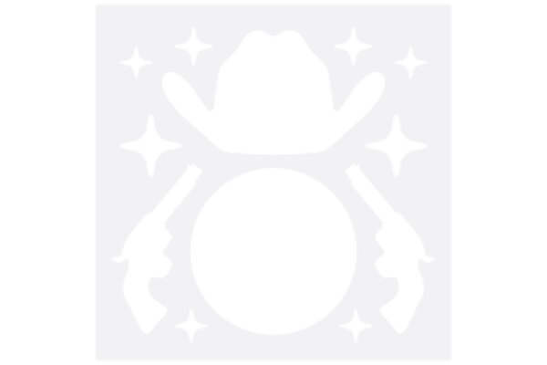 A White Square with a Cowboy Hat and Stars
