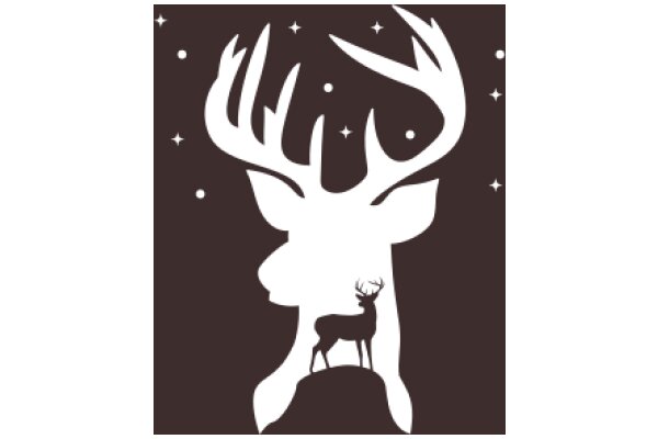 Starry Night with a Silhouette of a Deer and a Stag's Head