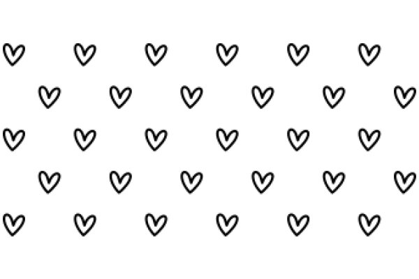 A Pattern of Simple, Black Heart Shapes on a White Background