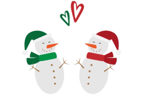 A Festive Holiday Greeting: Two Snowmen Share a Heartfelt Hug