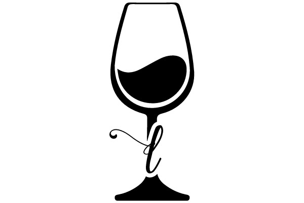 Elegant Wine Glass Icon with a Curly C