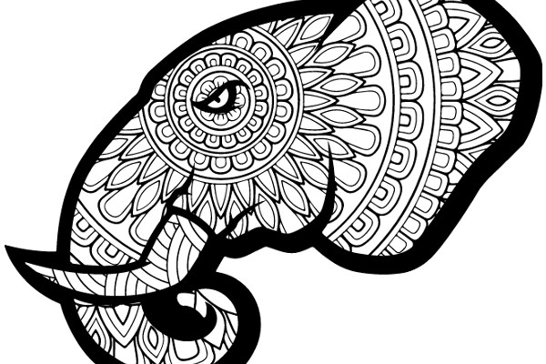 Stylized Elephant Design with Intricate Patterns