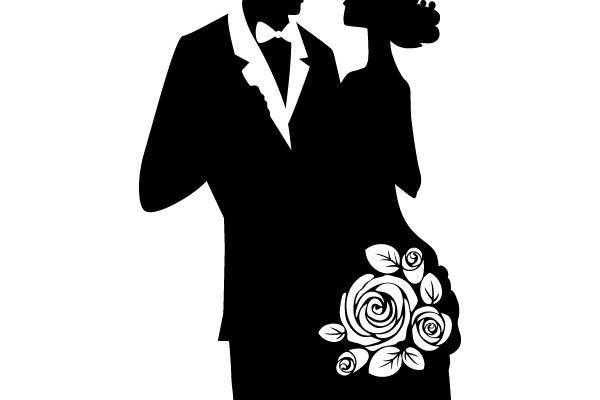Silhouetted Elegance: A Bridal Couple in Grace and Romance