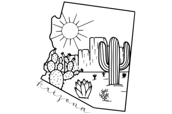 Arizona's Sunny Desert: A Illustration