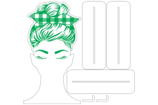 Stylized Illustration of a Woman's Head with a Plaid Headband and Number 200