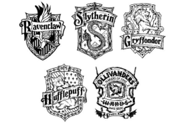 A Collection of Four Stylized Hogwarts House Crests