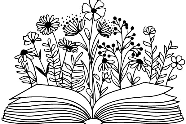 A Bouquet of Flowers and a Book: A Illustration