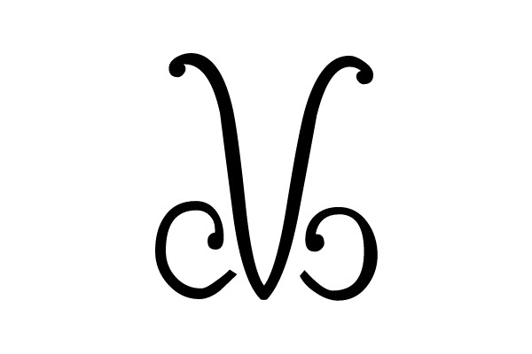 Two Curling Black Letter V's