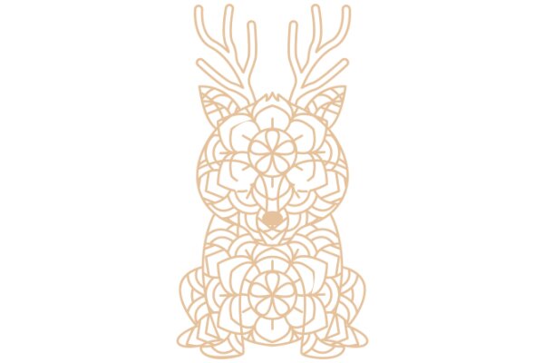 Stylized Floral Pattern with a Deer Silhouette