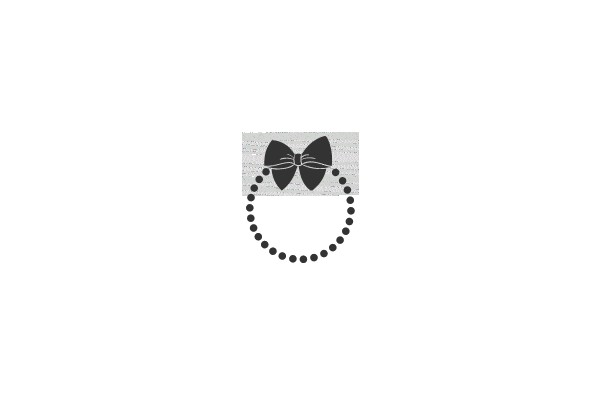 A Cat's Face with a Bow and Beaded Smile
