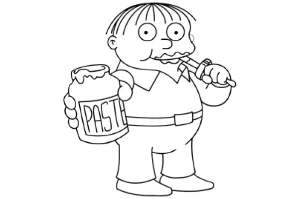A Whimsical Scene: The Cartoon Character's Adventure with Paste