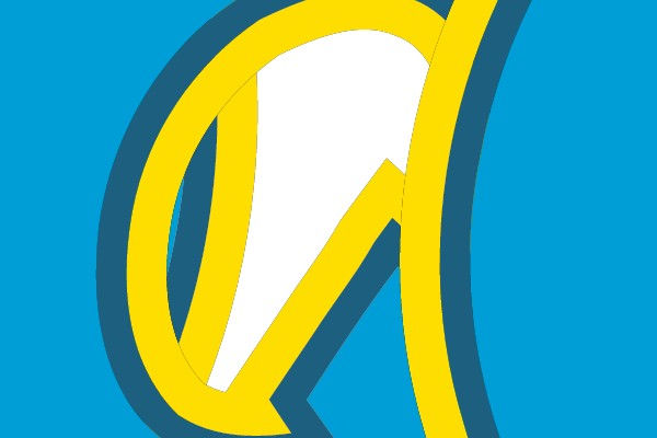 Bold Yellow and Blue Letter Q