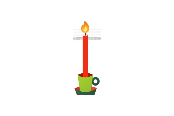 A Lit Candle in a Green Holder