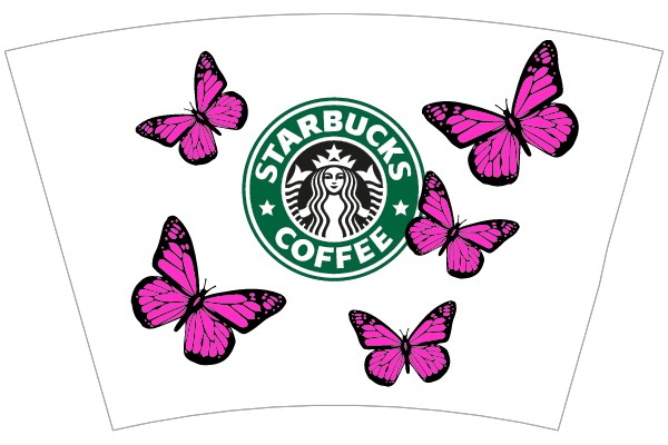 Butterflies Surrounding the Starbucks Coffee Logo