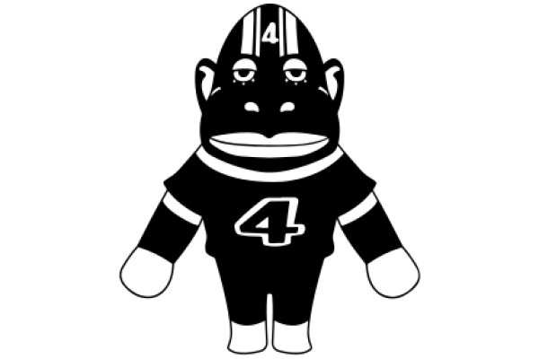A Playful Illustration of a Monkey Character with a Number 4 on its Shirt