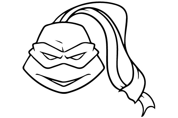 Stylized Line Drawing of a Character with a Mask and Ponytail