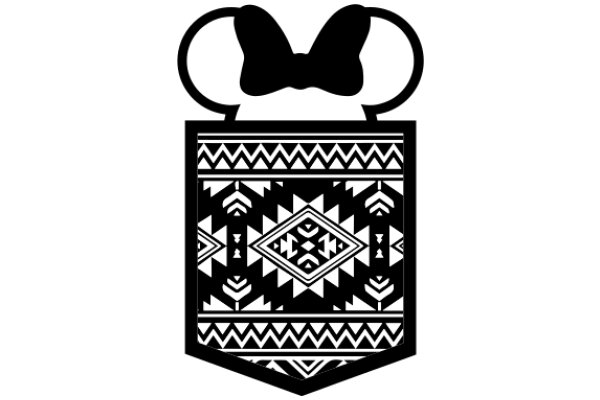 Stylized Decorative Piece with Bow and Patterned Design
