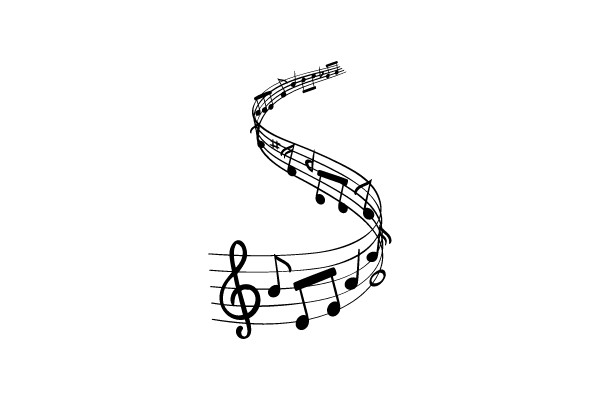 Musical Notes Flowing in a Spiral